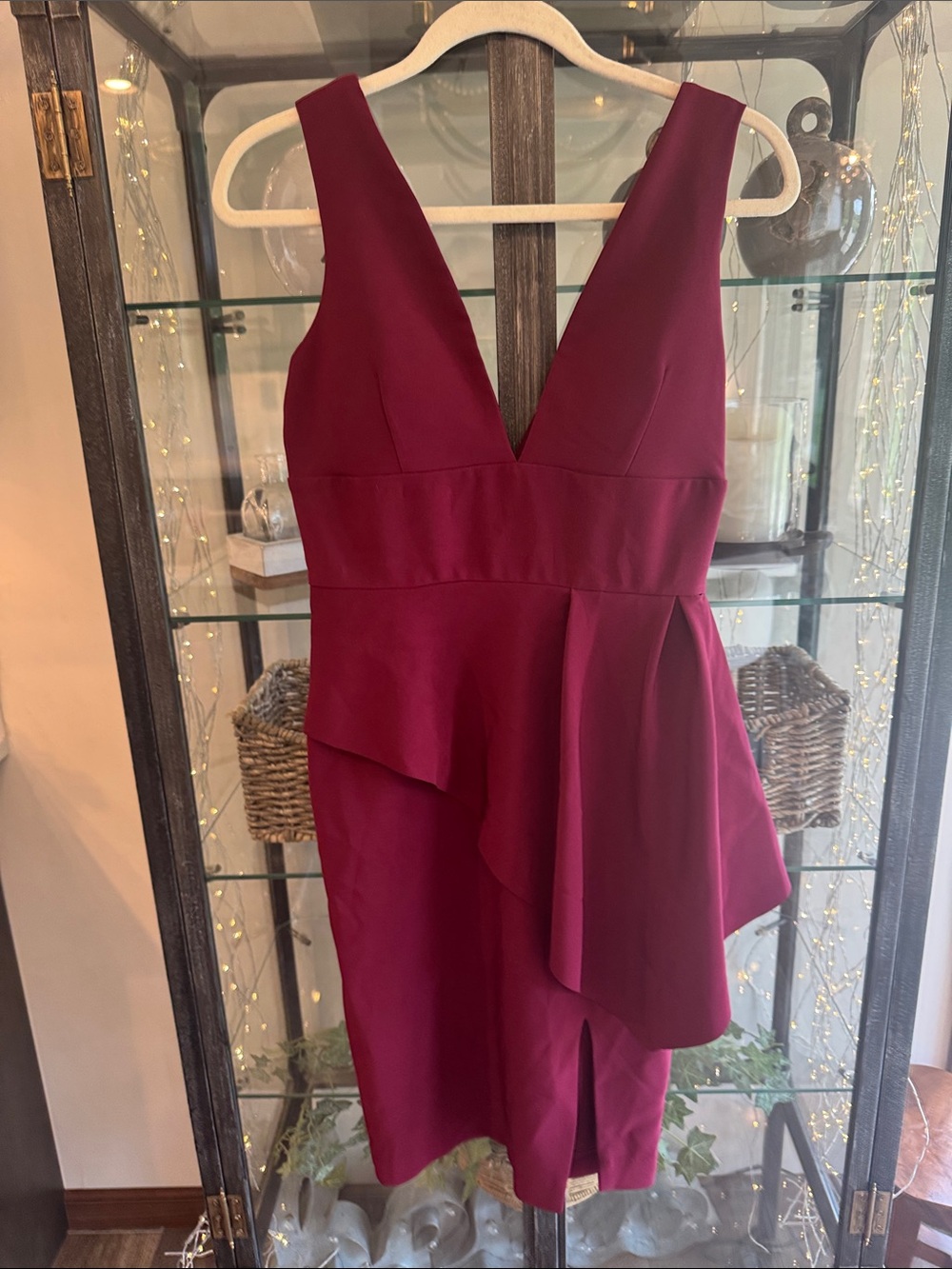 Laundry By Shelli Segal One-Shoulder Deep Berry Cocktail Dress